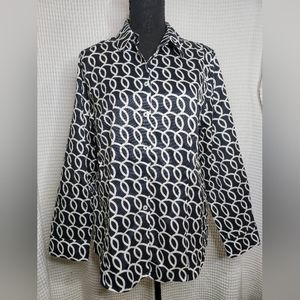 Chico's black/white long sleeve blouse
